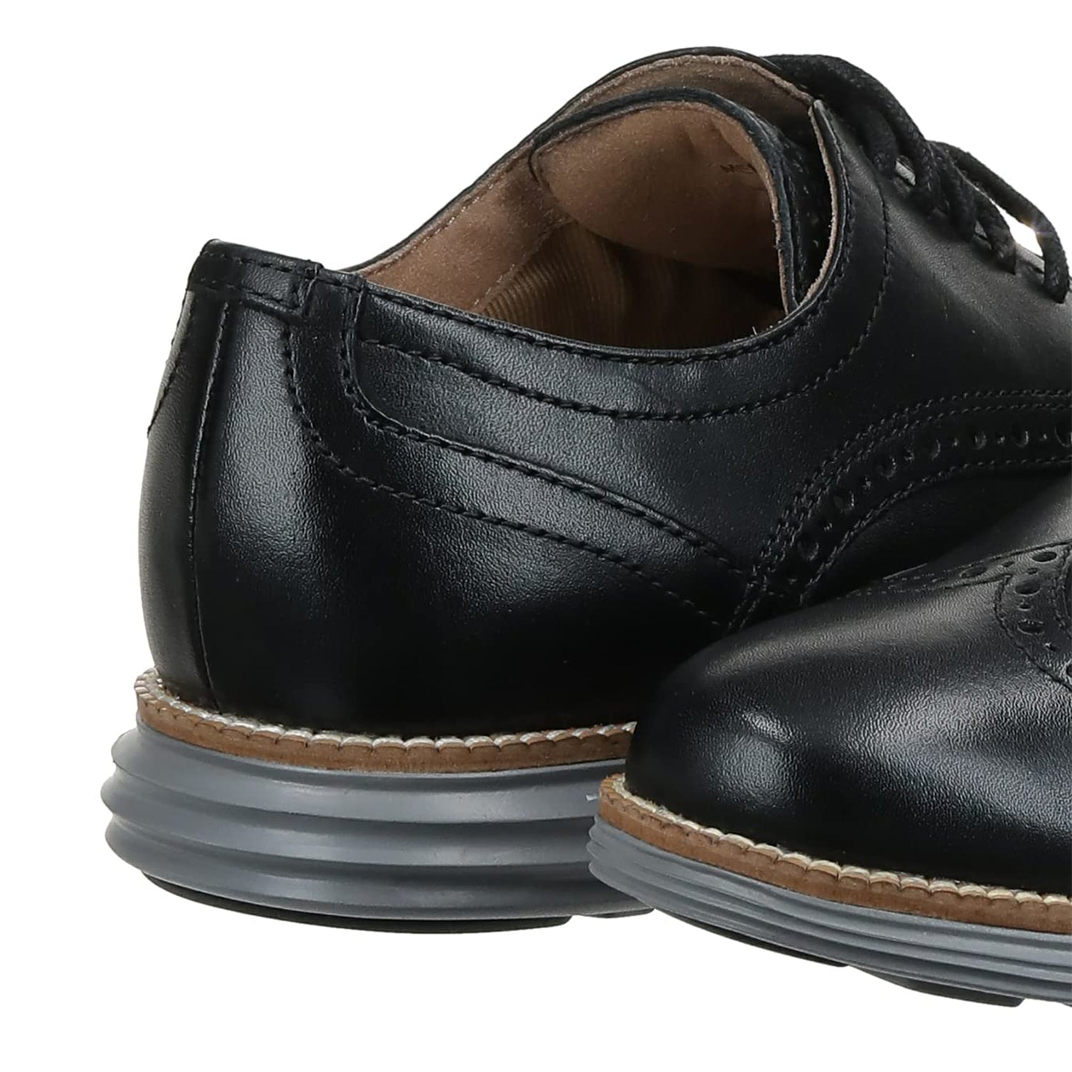 Cole Haan OriginalGrand Wingtip Black Oxford - Men's Black Leather/Ironstone Shoe Deals Outlet