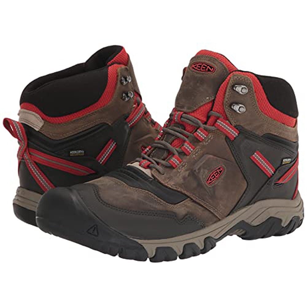 KEEN Ridge Flex Mid WP - Men's Dark Olive/Ketchup Shoe Deals Outlet