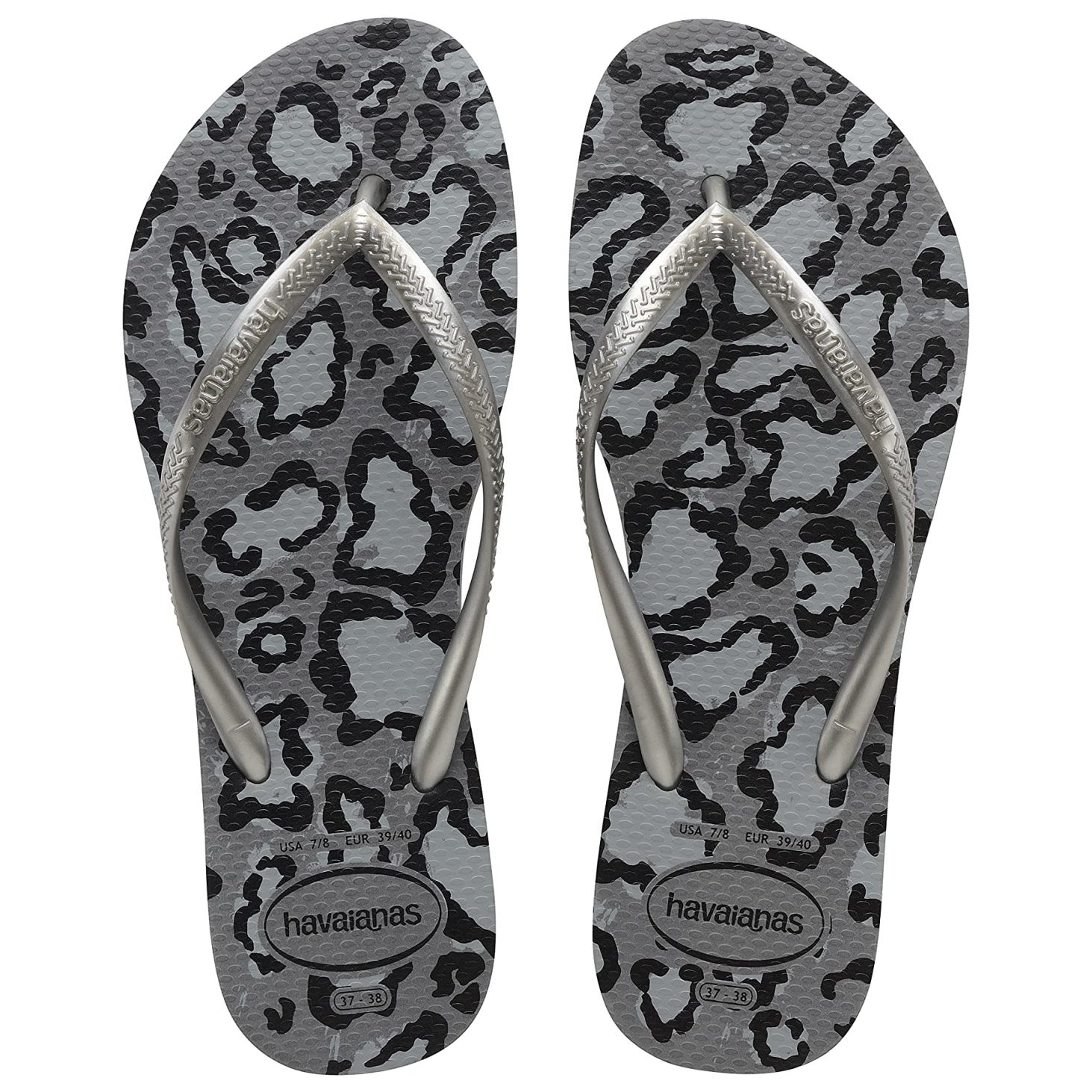 Havaianas Slim Flip Flop Sandal - Women's Leopard Gray/Silver Shoe Deals Outlet