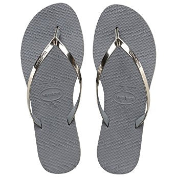 Havaianas Slim Flip Flops - Unisex Metallic Steel Grey Shoe Deals Outlet