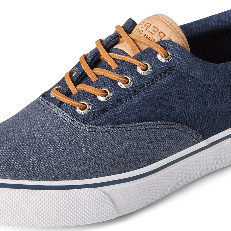 Sperry Striper ll CVO Waxy Canvas - Men's Navy Tonal Shoe Deals Outlet