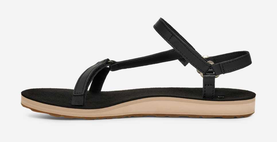 Teva Original Universal Sandal Slim Leather Black / Tan 6 M 197634662671 Shoe Deals Outlet