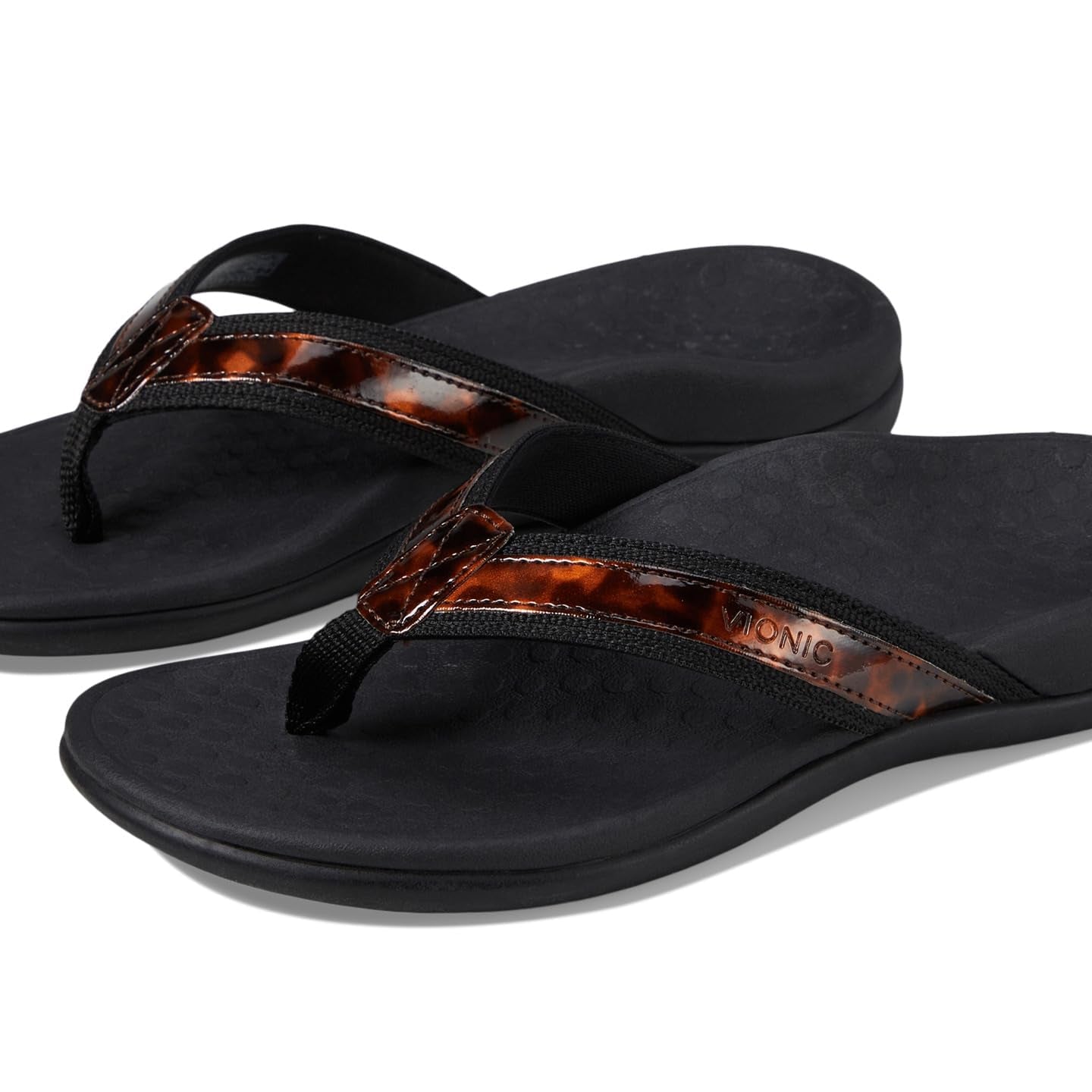 VIONIC Tide II Toe Post Sandal - Women's Black - tortoise Shoe Deals Outlet