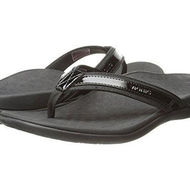 VIONIC Tide II Toe Post Sandal - Women's Black Patent Shoe Deals Outlet