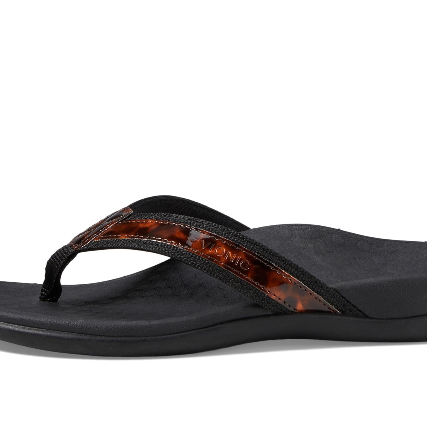 VIONIC Tide II Toe Post Sandal - Women's Black - tortoise Shoe Deals Outlet