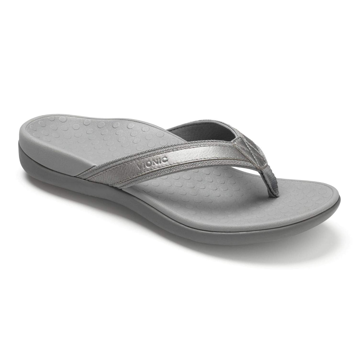 VIONIC Tide II Toe Post Sandal - Women's Pewter Metallic Shoe Deals Outlet
