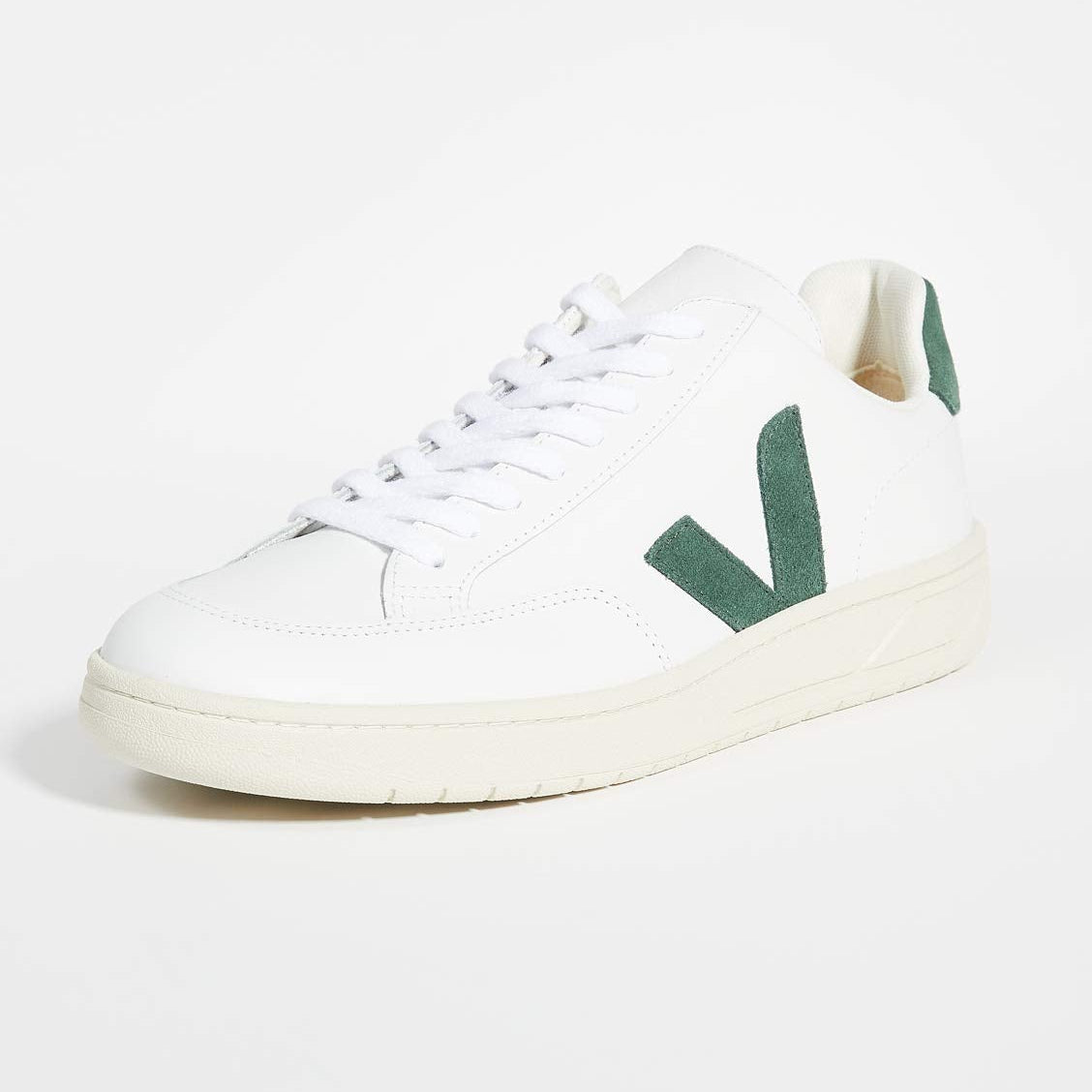 VEJA V - 12 LEATHER - Men's White/Cyprus Shoe Deals Outlet