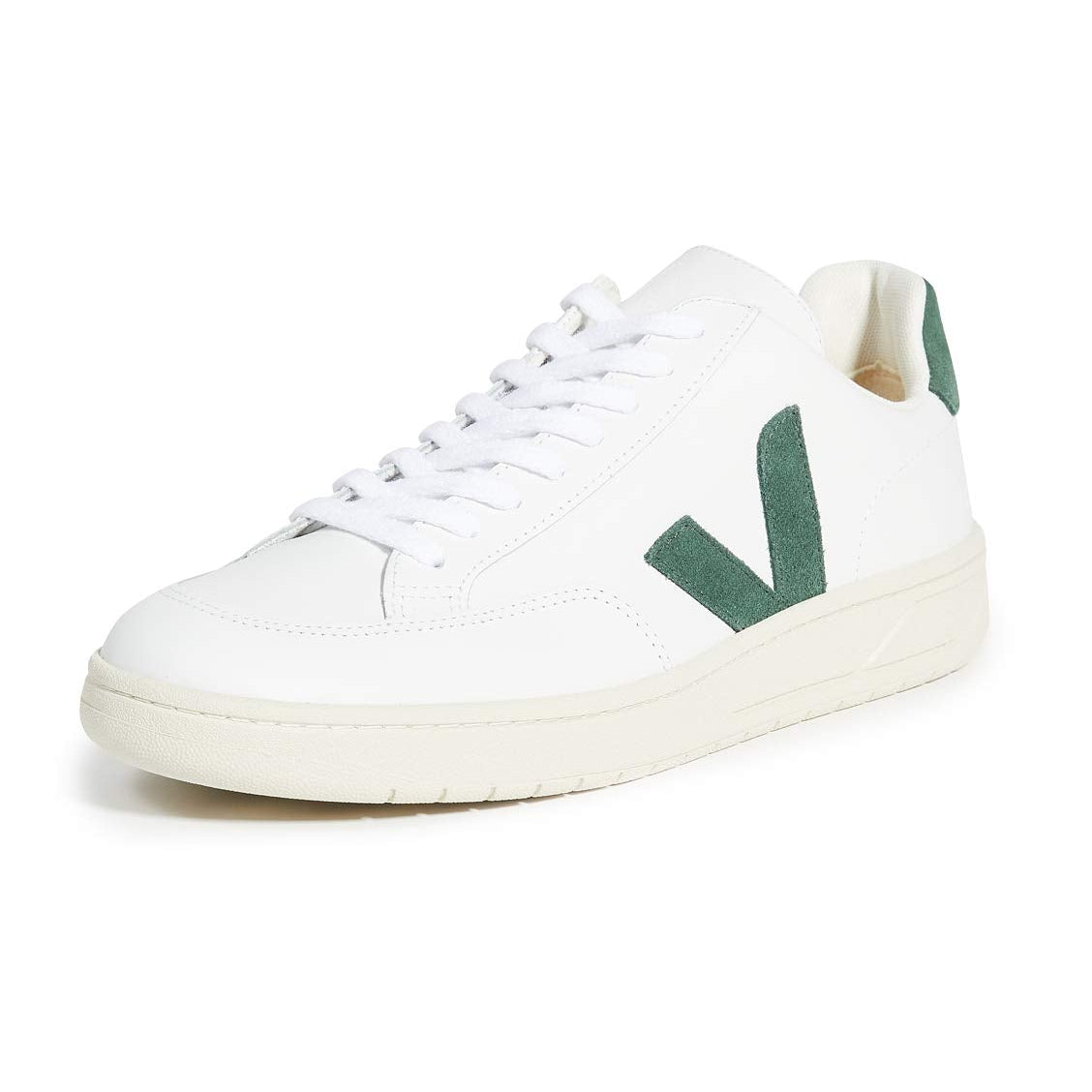 VEJA V - 12 LEATHER - Men's White/Cyprus Shoe Deals Outlet
