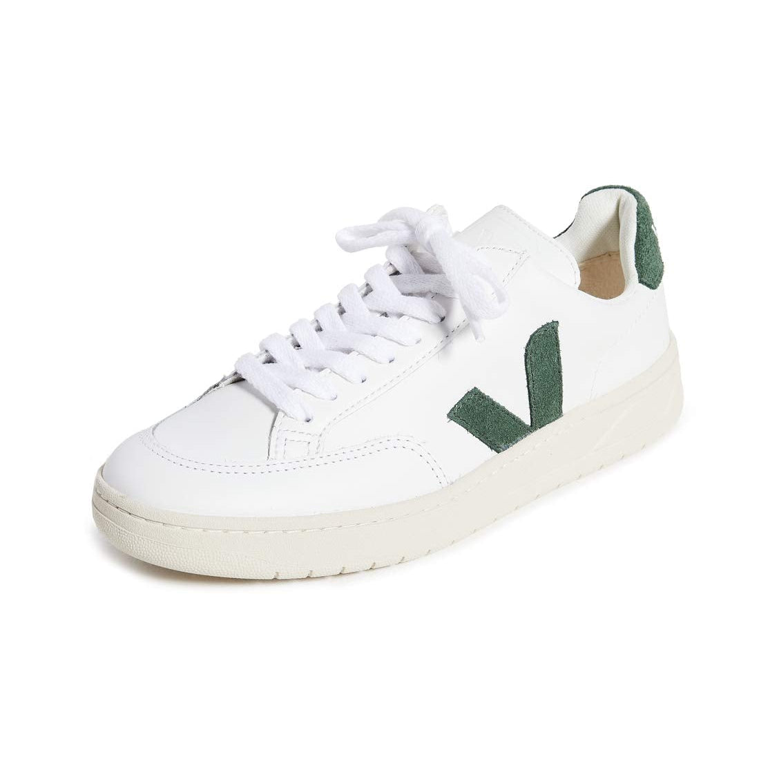 VEJA V - 12 LEATHER - Women's White/Cyprus Shoe Deals Outlet
