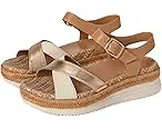 VIONIC Mar Platform Wedge Sandal Camel / Gold Brown Leather 10 M 197725038675 Shoe Deals Outlet