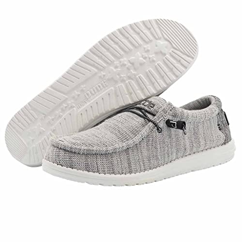 Hey Dude Wally Stretch - Men's Gray and White Shoe Deals Outlet