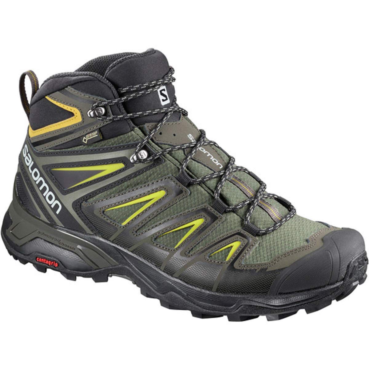 Salomon X Ultra 3 Mid GTX - Men's Castor Gray/Black/Green Sulphur Shoe Deals Outlet