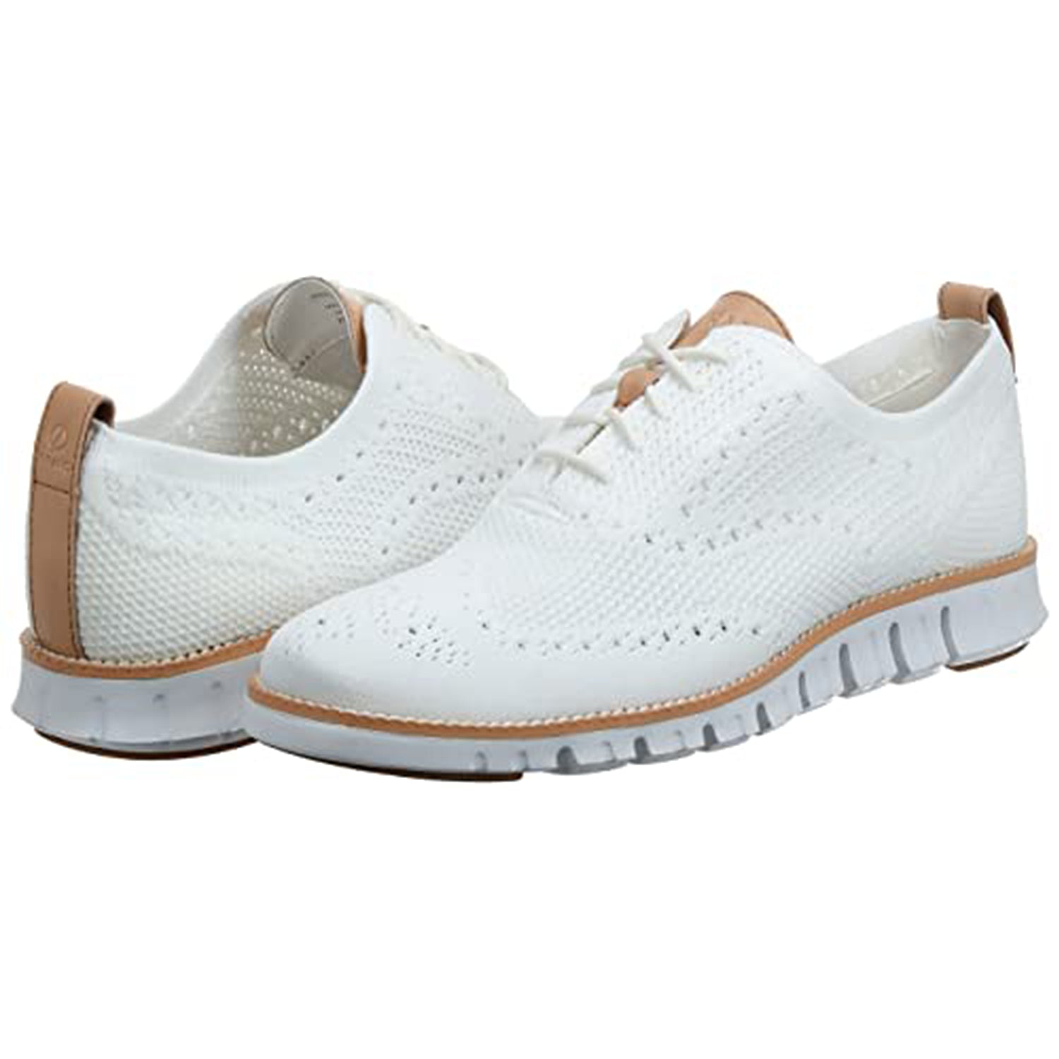 Cole Haan ZeroGrand Stitchlite Wingtip Oxford - Men's Optic White Knit/White Shoe Deals Outlet