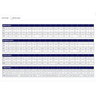 Size chart with US, UK, EU, and CM conversion tables for mens shoes—ideal for finding the perfect fit in ASICS Nimbus 23 - Mens running shoes. Blue and white rows shown for easy reading.