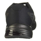 Rear view of the ASICS GEL-PULSE 12 Mens running shoe in black, featuring a textured fabric upper, thick rubber sole, and lightweight design with GEL technology for optimal comfort during sports activities.