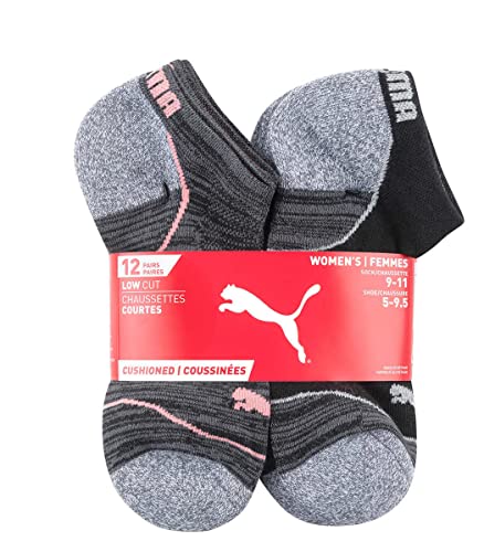 PUMA 12 Pairs Low Cut Socks - Women's Black/Grey Shoe Deals Outlet