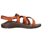 The Chaco Z/Cloud - Women is a classic sandal in brown with orange adjustable straps and an open toe, featuring a podiatrist-certified footbed. Shown from the side on a white background.