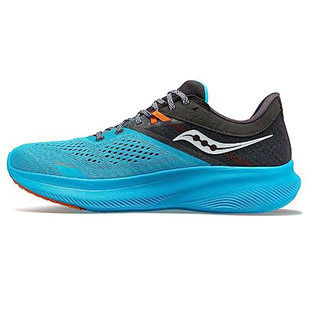 A Saucony Endorphin Shift 3 Running Shoe for men in Agave/Basalt, featuring a thick, textured sole and side view against a white background.