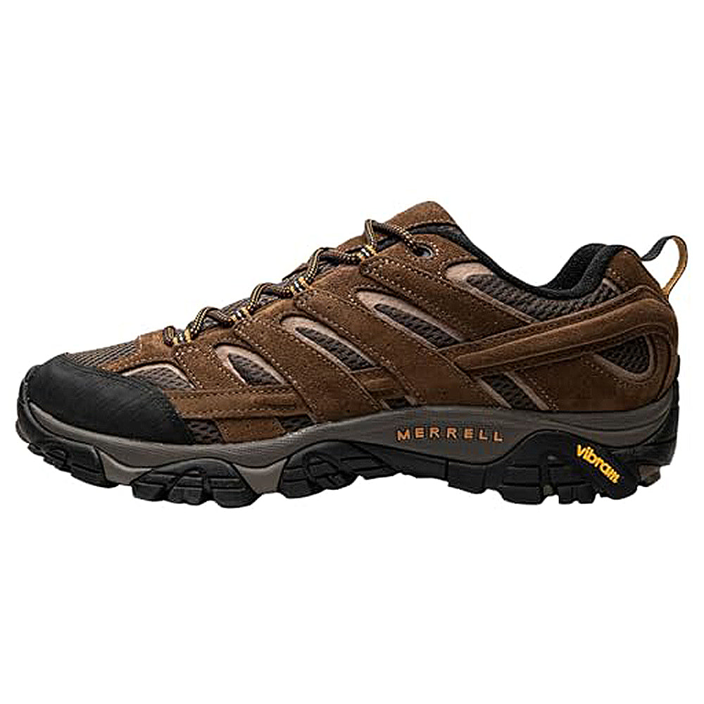 The Merrell Moab 2 Vent - Men in Earth features breathable mesh and suede panels, a rugged Vibram sole for great traction, and lace-up closure—perfect for outdoor adventures.