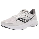 The Saucony Guide 16 Running Shoe - Mens in White/Black features a breathable mesh upper, cushioned sole, and signature Saucony logo, ideal for running.
