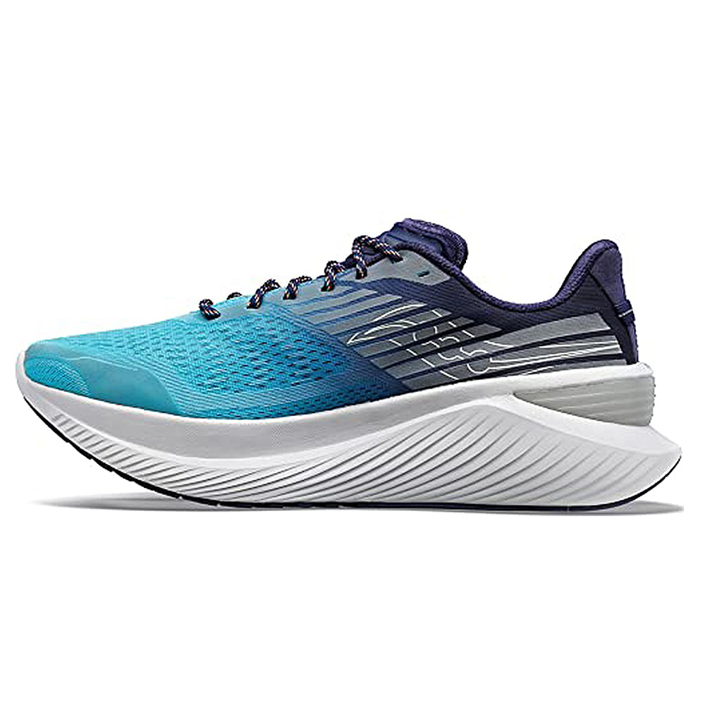 The Saucony Guide 16 Running Shoe - Mens in Night Lite is shown in left side profile with a mesh upper, gray and silver accents, dark blue laces, and a thick white cushioned sole on a white background.