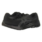 The ASICS GEL-PULSE 12 - Mens are black running shoes with lace-up closures, a textured rubber sole, subtle branding, and advanced GEL technology for superior comfort.