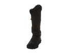 A single black BEARPAW Sheilah womens boot with a high shaft, soft suede finish, and furry trim at the top and ankle is shown against a plain white background.