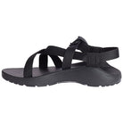 The Chaco Z/Cloud - Women is a black open-toe sandal with adjustable straps and a podiatrist-certified footbed, designed for outdoor or casual wear, shown in side view.