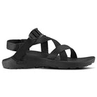 The Chaco Z/Cloud - Women in black features adjustable straps, buckle closure, and a textured sole. Seen from the side, it offers a podiatrist-certified footbed for superior comfort and support during outdoor activities.