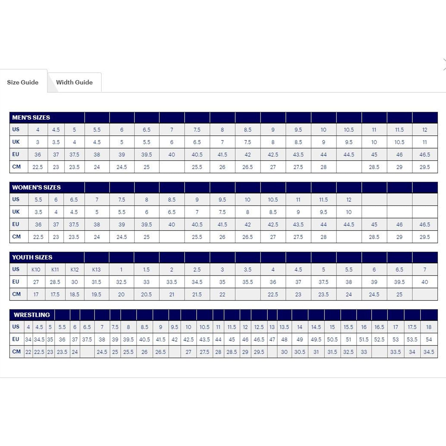 Men’s ASICS GEL-PULSE 12 size chart table with US, UK, EU, and CM sizes helps you find the right fit for this running shoe featuring GEL technology.