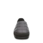 Front view of a BEARPAW Harry Slippers - Mens black quilted slip-on with a rounded toe and low heel, shown on a white background—ideal for anyone seeking cozy mens slippers.