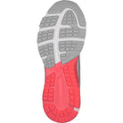 The image displays the sole of an ASICS GT-1000 7 - Womens road stability running shoe, featuring a tread with rectangular and square segments in light gray, accented by bright pink at the midfoot and heel areas.