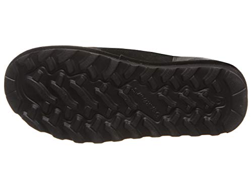 The image displays the bottom view of a black BEARPAW Sheilah womens boot sole, featuring a rugged, textured tread pattern for traction and the BEARPAW brand name embossed at the center.