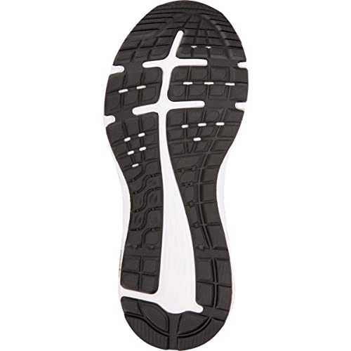 The ASICS Gel-Excite 6 – Womens features a black rubber sole with a grid-like tread and deep grooves for traction and flexibility, shown from the bottom to highlight its GEL technology across the entire sole.