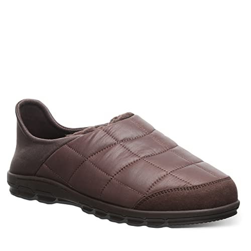 A single BEARPAW Harry Slippers - Mens slip-on in brown with a quilted design and cushioned sole, made for comfort and casual wear, shown against a plain white background.