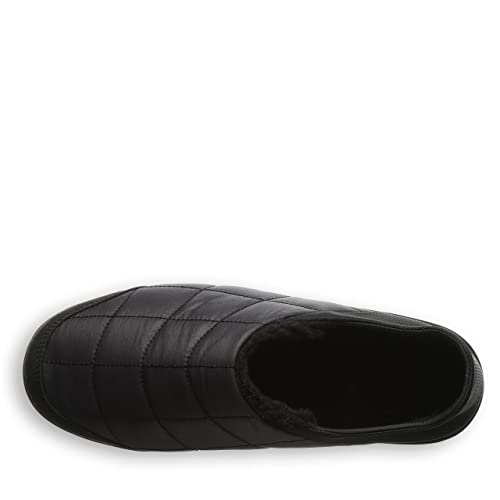 Seen from above, the BEARPAW Harry Slippers - Mens feature a black, quilted design with a closed toe, curved sides, open back, and plush lining—all against a plain white background. Ideal for anyone seeking cozy comfort.