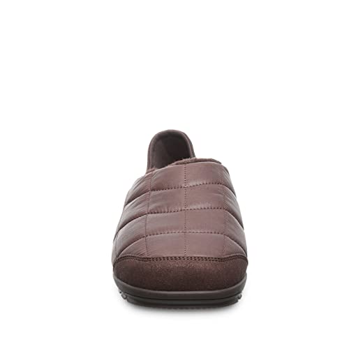 Front view of the BEARPAW Harry Slippers - Mens, a cozy brown quilted slipper with a rounded toe, shown against a white background.