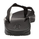 The Chaco Classic Flip - Men, shown from the back, features a textured footbed, fabric straps, a LUVSEAT PU midsole, and an embossed Chaco logo near the heel.