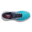 Top view of Saucony Guide 16 Running Shoe - Mens in blue with black and white laces, a white sole, navy interior, and ENDORPHIN SPEEDROLL TECHNOLOGY printed on the red insole.