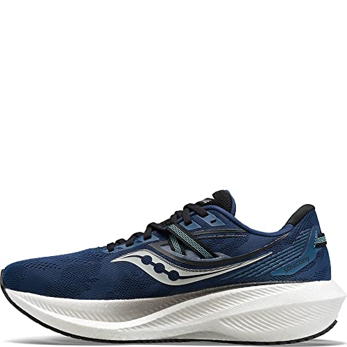 The Saucony Endorphin Speed 3 Running Shoe - Mens features a blue mesh upper for breathability, black laces, a white cushioned sole, silver and black side detailing, and PWRRUN+ foam for comfort and support.