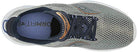 Top view of the Saucony Kinvara 14 Running Shoe - Womens in gray, featuring navy laces, mesh upper, a touch of orange at the tongue, and blue FORMFIT insole. Responsive PWRRUN foam delivers comfort underfoot.