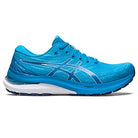 The ASICS Gel Kayano 29 - Mens running shoe in bright blue features a white sole, silver accents, and the ASICS logo on the side. Designed for stability, it’s shown from the left profile against a white background.