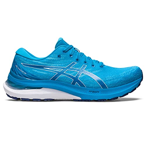 The ASICS Gel Kayano 29 - Mens running shoe in bright blue features a white sole, silver accents, and the ASICS logo on the side. Designed for stability, it’s shown from the left profile against a white background.