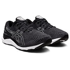 The ASICS Gel Cumulus 24 - Mens running shoes feature FF BLAST cushioning, black uppers, white midsoles, and the signature ASICS logo—shown at a three-quarter angle on a white background—making them an ideal everyday trainer.