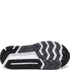 Close-up of the Saucony Echelon 8 Running Shoe - Womens sole, showing black and white rubber with zigzag and geometric patterns for traction, support, and PWRRUN cushioning.