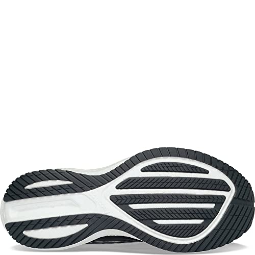 Close-up of the bottom of the Saucony Endorphin Speed 3 Running Shoe - Womens, featuring detailed grooves and textured rubber on the outsole for enhanced traction during daily training.