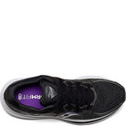 Top view of the Saucony Omni 20 Running Shoe - Womens: black with black laces, a white sole, and a purple insole marked FORMFIT, providing stability and support for every run.
