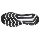 The image shows the black rubber outsole of the Saucony Omni 20 Running Shoe - Mens, with a zigzag tread and white accents designed for improved grip and traction.