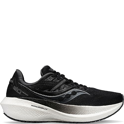The Saucony Endorphin Speed 3 Running Shoe - Mens is a black athletic shoe with silver accents and a thick white PWRRUN+ foam sole, shown from the side on a plain white background.