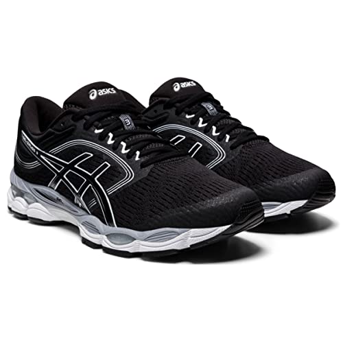 A pair of ASICS Gel-Ziruss 3 Mens performance running shoes in black with white soles and silver accents, shown side by side at a slight angle on a white background.
